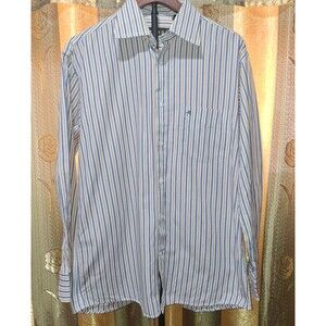 Trendz Men's Button Down Dress Shirt Size 16.5 L Striped Cotton Long Sleeve